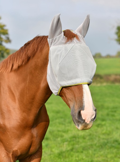Equilibrium Field Relief  Fly Mask Grey/Yellow with Ears & No Nose