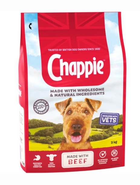 Chappie Dry Beef Wholegrain Cereal Dog Food 3kg