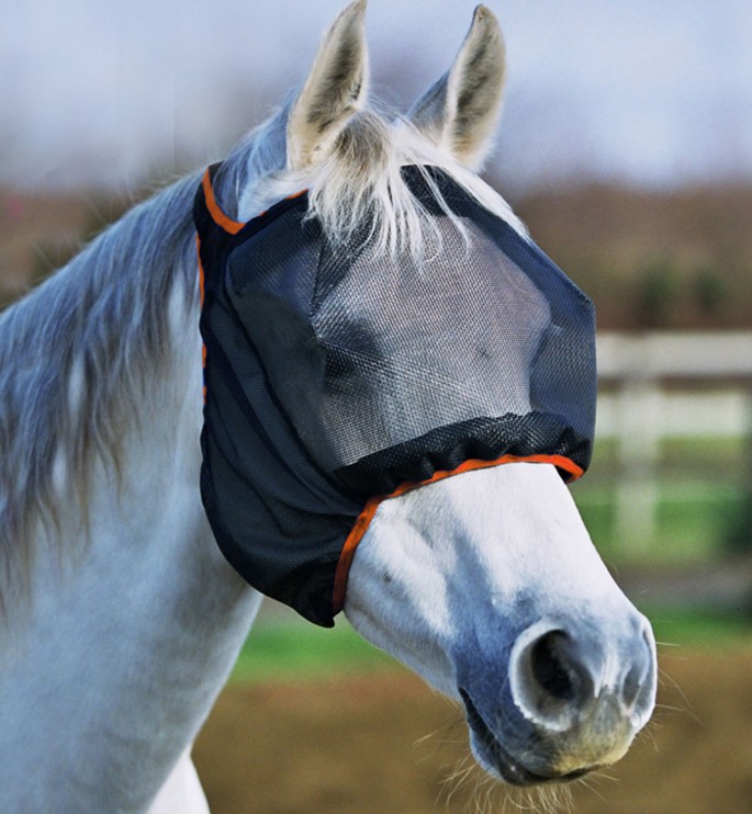 Equilibrium Field Relief Fly Mask Black/Orange with No Ears & No Nose